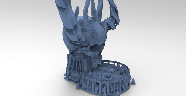 necromancer scull arena 4 egypt gateway ancient temple god egyptian pyramid archaeology mummy sphinx sculpture statue monument ironwork architectural pharoah halloween kitbash undead zombie 3d print model - Mito3D