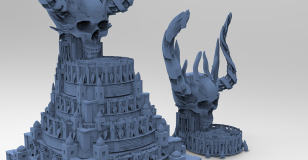 necromancer scull arena 5 egypt gateway ancient temple god egyptian pyramid archaeology mummy sphinx sculpture statue monument ironwork architectural pharoah halloween kitbash undead zombie 3d print model - Mito3D