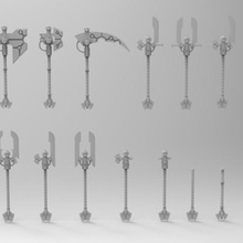 necron weapon set game glaive scythe weapons miniature wargame necrons 40000 40k wh40k warhammer40000 warhammer 3d print model - Mito3D