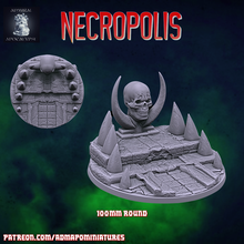 necropolis 100mm base pre-supported game undead tabletop bases miniatures wargames dnd aos 40k vampire zombie creepy necro graveyard 3d print model - Mito3D