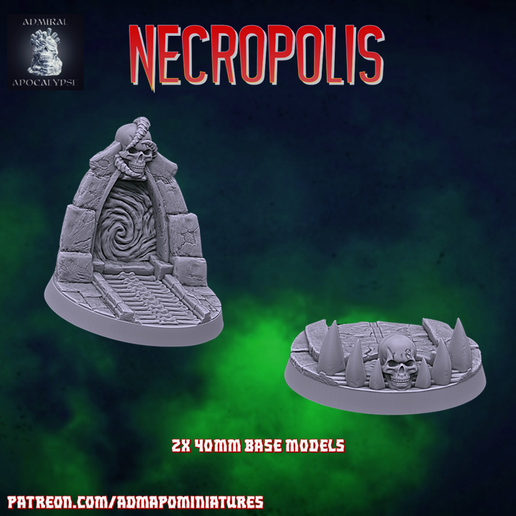 necropoli 2 40mm base impostato pre supported gioco non morti tavolo basi miniature giochi guerra dnd aos 40k vampiro zombie raccapricciante necro cimitero 3D print model - Mito3D