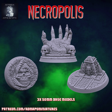 necropolis 3 50mm base set pre-supported game undead tabletop bases miniatures wargames dnd aos 40k vampire zombie creepy necro graveyard 3d print model - Mito3D
