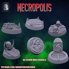 necropolis 6 25mm base set pre-supported game tabletop undead wargames dnd warhammer vampire terrain miniatures bases play 40k dice skull necro 3d print model - Mito3D