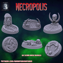 necrópolis 6 32mm base conjunto pre supported juego bases miniaturas muertos vivientes dnd juegos guerra mesa jugar aos 40k vampiro lich fantasma demonio necrófago 3d print model - Mito3D