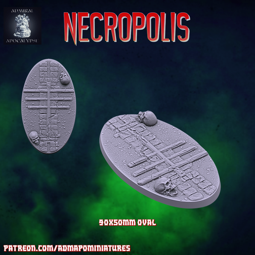 necrópolis 90 50mm base pre supported juego muertos vivientes mesa bases miniaturas juegos guerra dnd aos 40k vampiro zombi Siniestro necro cementerio 3D print model - Mito3D