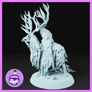 necrotic forest wraith skeleton zombie ghost king stag skeletal banshee spooky creepy ttrpg dnd dungeonsanddragons miniature pathfinder 3d print model - Mito3D
