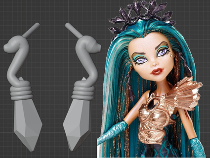 nefera de nile boo york earrings replacement monster high doll custom accessory 3d print model - Mito3D