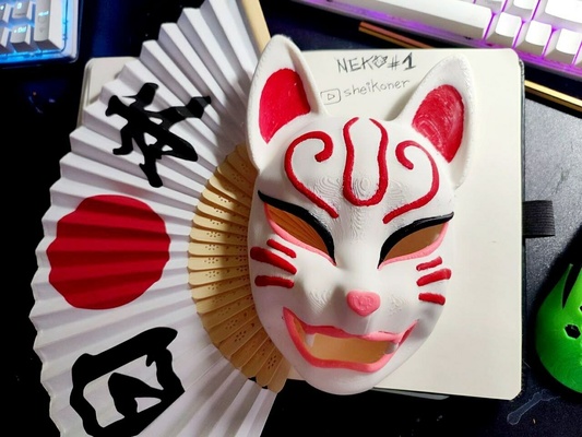 neko 1 chat masque japonais kawaii costume drôle cadeau 3d print model - Mito3D