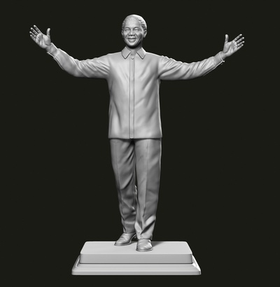 nelson mandela estátua monumento escultura africano sul áfrica presidente herói famoso arte esculpir 3d impressão 3d print model - Mito3D