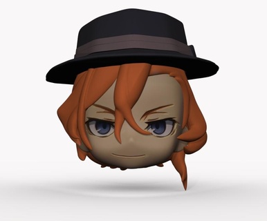 nendo chuuya head faceplates chibi nendoroid gsc anime sleeve figure articulated little bungou stray dogs 3d print model - Mito3D