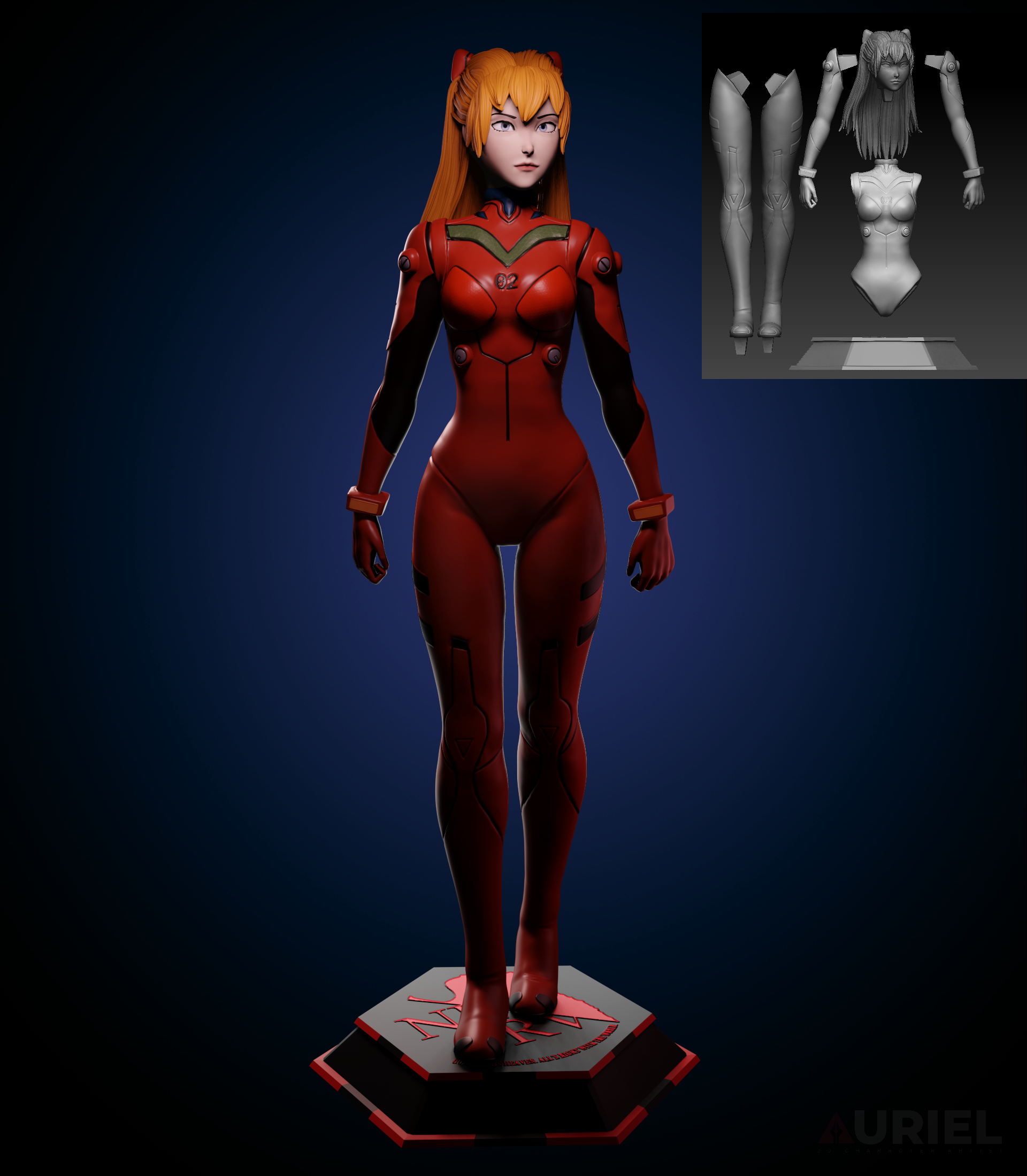 néon genèse évangélisation 3d imprimable Asuka Langley art fille plugsuit anime 3D print model - Mito3D