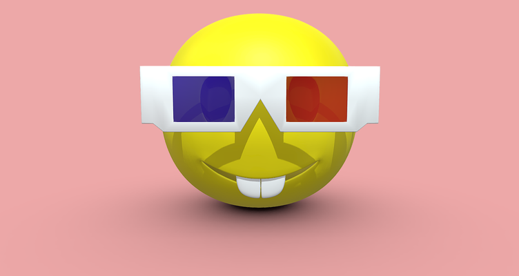 nerd emoji arte emoticon óculos inteligente geeky engraçado fofa personagem 3d model imprimível digital art low poly ilustração projeto liquidificador obj fbx stl 3d print model - Mito3D