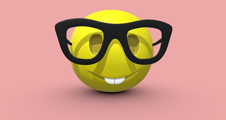 nerd emoticon emoji kunst brille clever geek geeky komisch niedlich charakter 3d model druckbar digital art low poly illustration design mixer obj fbx stl 3d print model - Mito3D