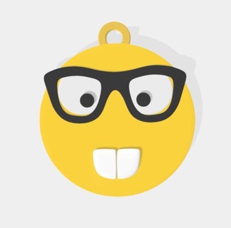 ringard emoji porte clés libre intello cintre emojiporte ringardemojikeychain emojilunettes 3d print model - Mito3D