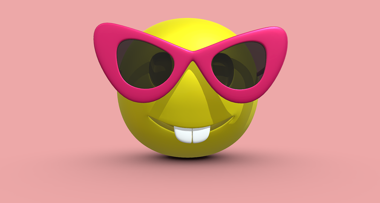 nerd emoticon emoji arte óculos inteligente geeky engraçado fofa personagem 3d model imprimível digital art low poly ilustração projeto liquidificador obj fbx stl 3d print model - Mito3D