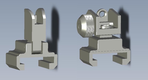 nerf Schiene Eisen Flip Schlacht Sicht Vorderseite Werkzeuge 3d Drucken 3d print model - Mito3D