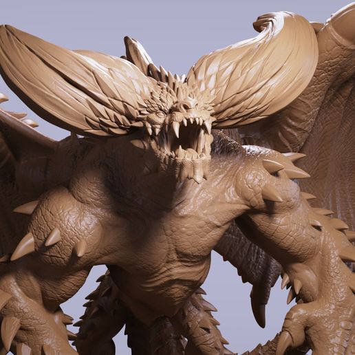 nergigante dragon monster head devil art desings poly game hunter 3D print model - Mito3D