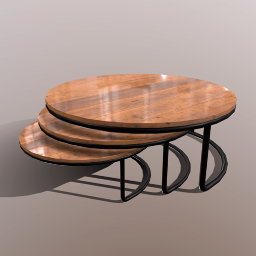 nested coffee tables game table low poly asset wooden pot food pepper kitchen 3D print model - Mito3D