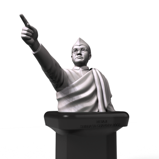 netaji subhash chandra bose sculpture detailed printable freedom art fighter leader india azad hind bust 3d print model - Mito3D