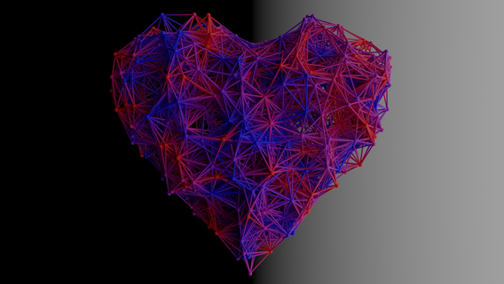 neural coração arte amar fio fluindo vermelho Preto branco 3d print model - Mito3D
