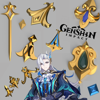 Neuvillette genshin impact cosplay ensemble cheveux manteau bijoux cosplay genshin impact genshin genshin cosplay cosplay accessoires Neuvillette fontaine bijoux cosplay armure 3d print model - Mito3D