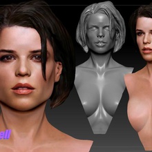 neve campbell 3d print bust art cute retro classic star vintage celebrity vip hair eyes human character people naked nude portrait face head body 1990s 90s beautiful sexy hot woman girl movies movie scream hollywood actress 3d print model - Mito3D