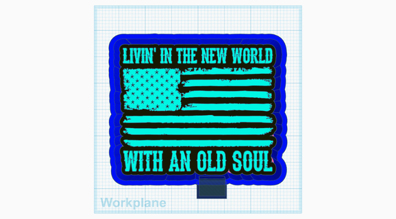 new world old soul flag Art blue collar american freshie mold 3d print model - Mito3D