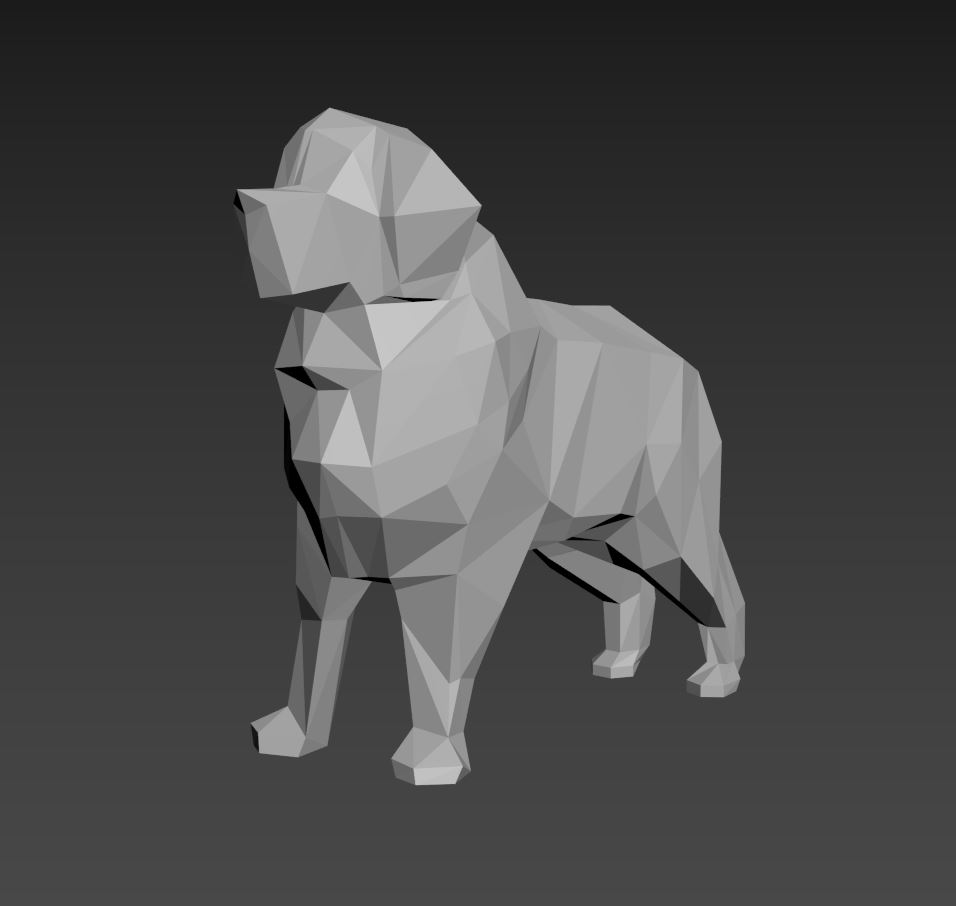 Terre Neuve lowpoly chien poly 3D print model - Mito3D