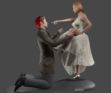 newlywed couple groom subdued boyfriend husband marriage wedding cake bride married fetish 3d print model - Mito3D