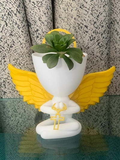 ngel sentando rezando angel robert plant maceta pot vase 3d print model - Mito3D