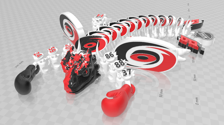 nhl carolina hurricanes flexi dragon game print in place support free hockey 3d print model - Mito3D