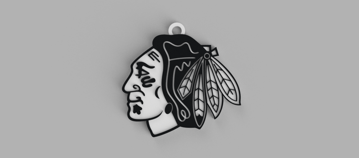 nhl chicago blackhawks hockey logo keychain - pendant earring 3d print model - Mito3D