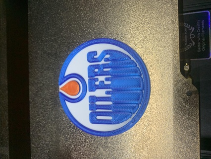 LNH graisseurs emblème badge hockey Edmonton palet verre mur art glace arène 3d print model - Mito3D