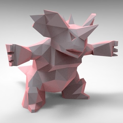 nidoking low-poly pokemon game 3D print model - Mito3D