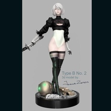 nier autómatas 2b estatua juego Arte escultura ciencia ficción fi mujer humano espada enchavetado detallado 3d print model - Mito3D