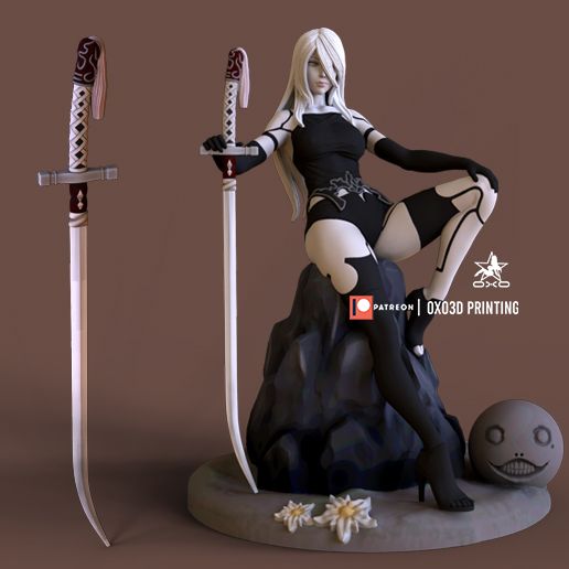 nier automata a2 sword cosplay game video character weapon anime figure 3D print model - Mito3D