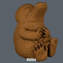 niffler easy print no support art fantastic beasts figure harry potter model sculpture supportless 3d print model - Mito3D