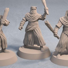 night cult rioters 3 unique miniatures 3d printable miniature game tabletop wargaming soldier dungeons dragons dandd rpg ttrpg army 3d print model - Mito3D