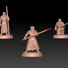night s cult soldiers spears pack 3 miniatures game soldier wargame tabletop 3d print model - Mito3D