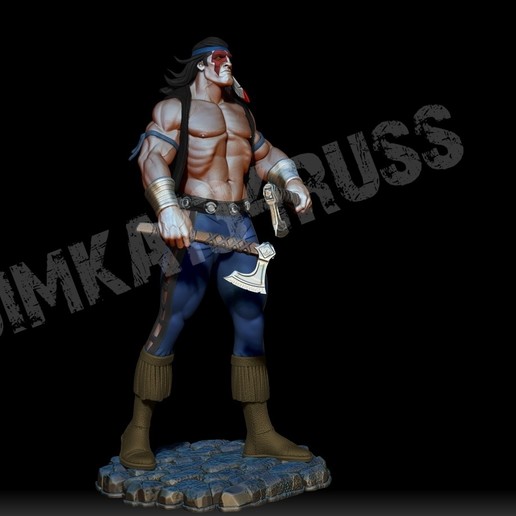 night wolf art mk mortal kombat subzero game character fight muscle fighter axe movie hero indian warrior apache soldier mask miniatures figurines 3D print model - Mito3D