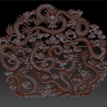 nove chinês tradicional dragões modelo de baixo-relevo cnc a arte criatura oriental A impressão 3d japão escultura gravura talha 3d print model - Mito3D