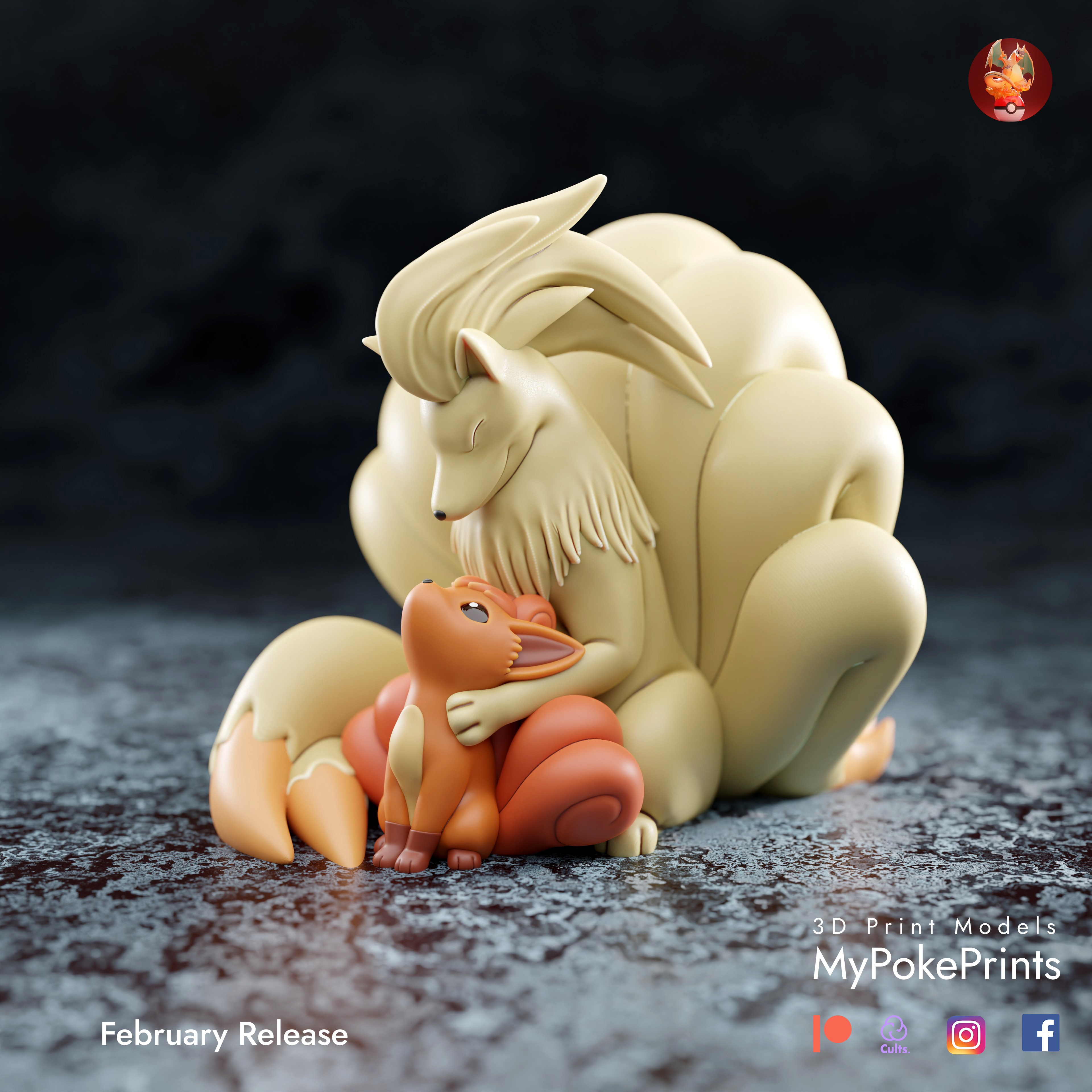 Geschichten vulpix Pokémon Liebe Statue charmander eevee Umbreon Vaporeon espeon leafeon Evolution Pikachu spritzen charizard Bulbasaur Venusaurier Details Fuchs 3D print model - Mito3D