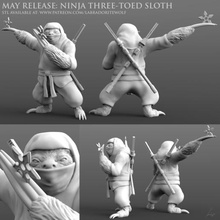 ninja three-toed sloth game d&d samurai animal katana miniature creature mini tabletop dungeons dragons labradoritewolf dnd 3d print model - Mito3D