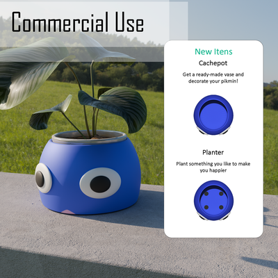 nintendo blue pikmin pot vase - commercial cu nd home games switch gamecube vassel cachepot cover grow collection flower deco decoration bloom pokemon mario bros super smash 3d print model - Mito3D