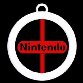 nintendo logo one two color rotating key ring keychain rotary jewel necklace 3d print model - Mito3D