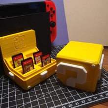 Nintendo interruptor jogos cartão armazenamento suporte dockingstation cartas jogar alça Deko dekoration 3dprinting amarelo manos supermario mario batendo quadra bloco batida 3d print model - Mito3D