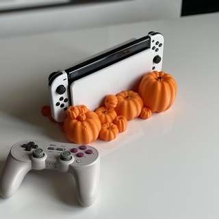 nintendo switch halloween pumpkin dock stand oled classic ns decor clessic holder docking station spring autumn 3d print model - Mito3D
