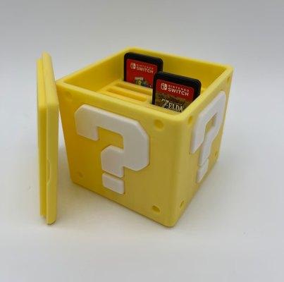 nintendo switch storage games holder question mario box tools supermario cube funny game decoration battery decor home tool yellow sdcard cardgame 3d print model - Mito3D