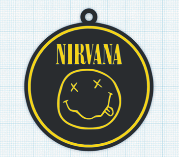 nirvana logo keychain 3d design stl file printing accessories key rings music rock band yellow black collectible decoration art gift fans birthday 3d print model - Mito3D