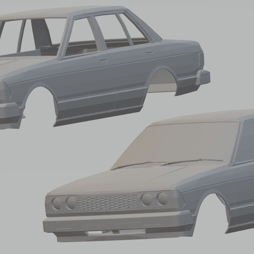 nissan bluebird imprimible cuerpo del coche juego ranura scalextric tamiya rc miniz 3D print model - Mito3D